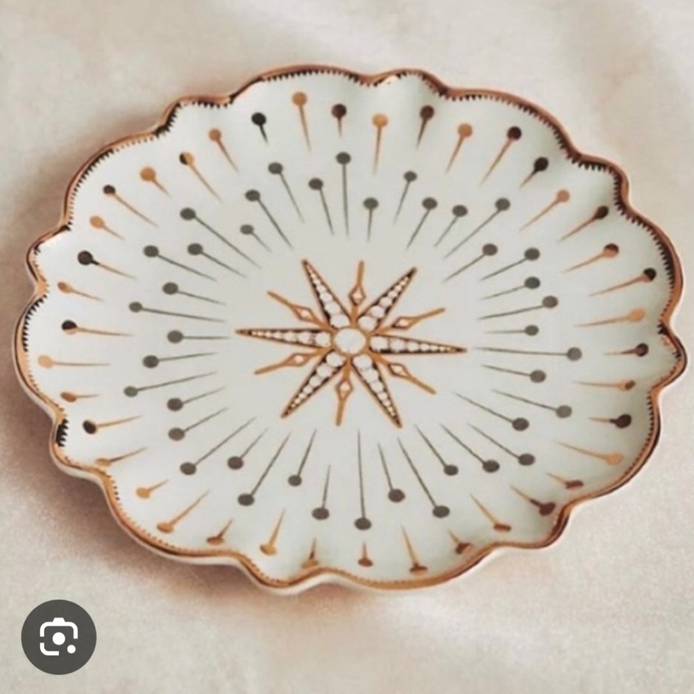 Set/4 ⭐️ 24K Gold Plates Catherine Martin x  Anthropologie WHITE and gold